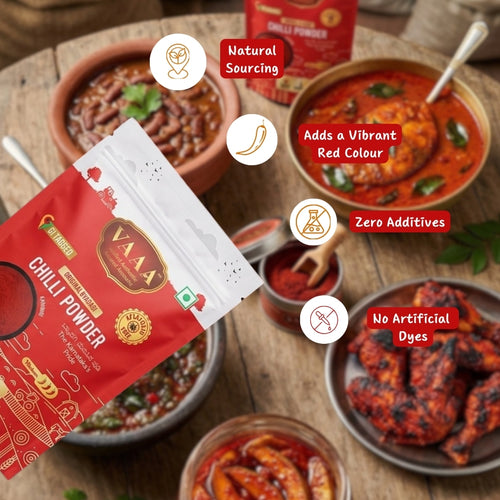 VAAA GI Tagged Byadagi Dabbi (Deluxe) Chilli Powder – Natural Deep Red Colour – Low Spice Kashmiri Style Chilli Powder – No Artificial Colour - 500 Grams.