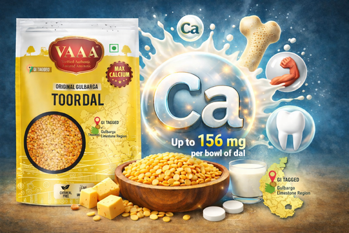 VAAA GI Tagged Kalaburagi Toor Dal – Tur Dal / Arhar Dal / Togari Bele – Premium Unpolished High Calcium Split Pigeon Peas – 1 kg (2×500 g)