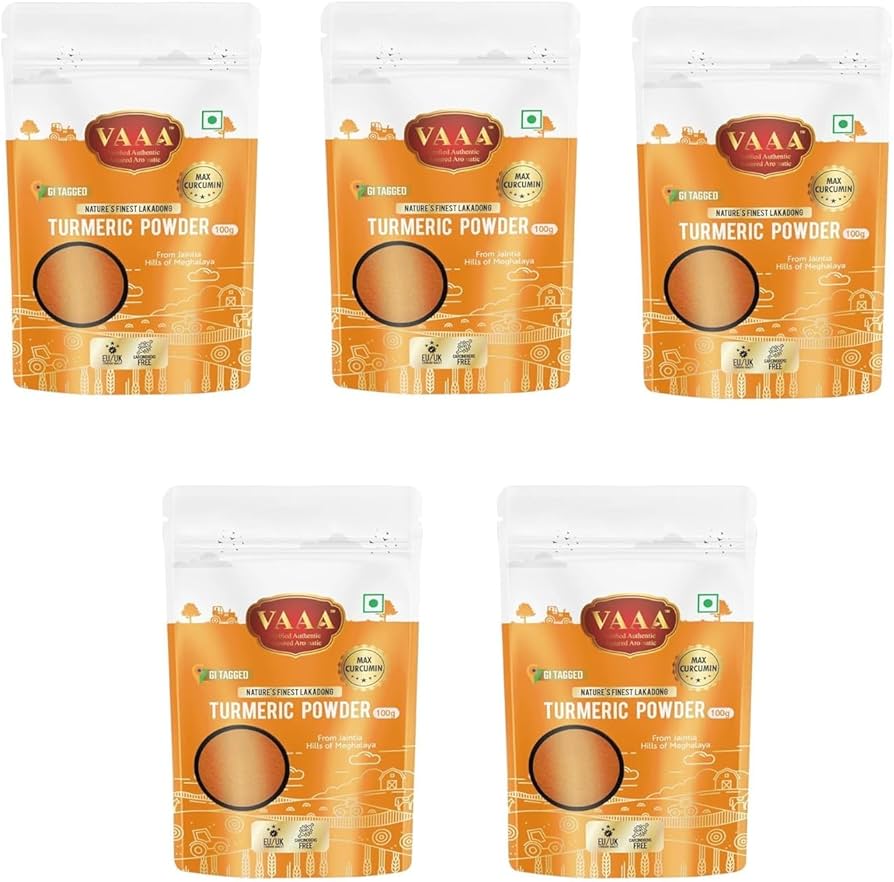 VAAA GI Tagged Lakadong Turmeric Powder – High Curcumin Natural Haldi / Manjal – Premium Unpolished Turmeric from Meghalaya - 500 Grams