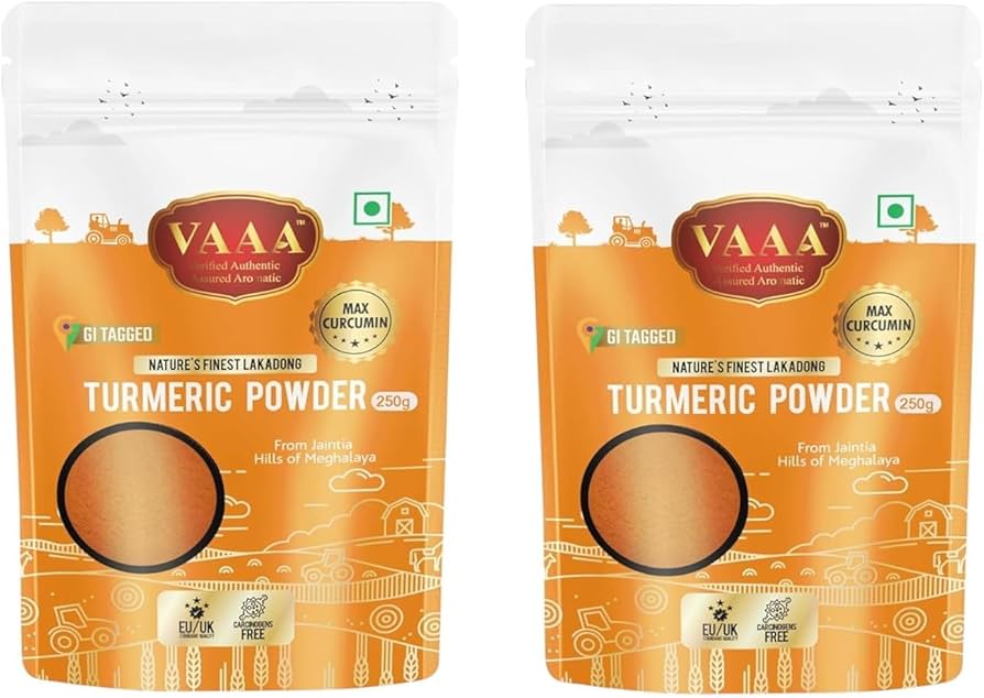 VAAA GI Tagged Lakadong Turmeric Powder – High Curcumin Natural Haldi / Manjal – Premium Unpolished Turmeric from Meghalaya - 500 Grams