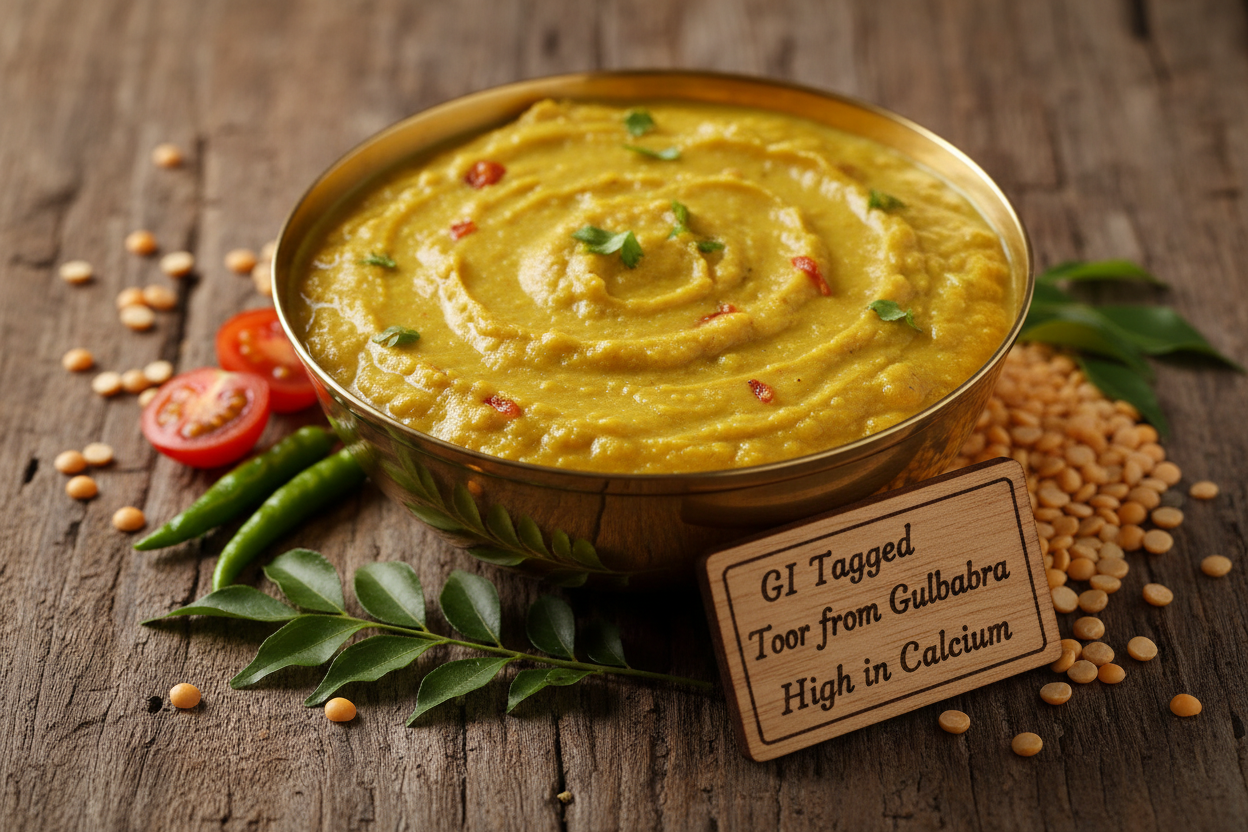 VAAA GI Tagged Kalaburagi Toor Dal – Tur Dal / Arhar Dal / Togari Bele – Premium Unpolished High Calcium Split Pigeon Peas – 1 kg (2×500 g)